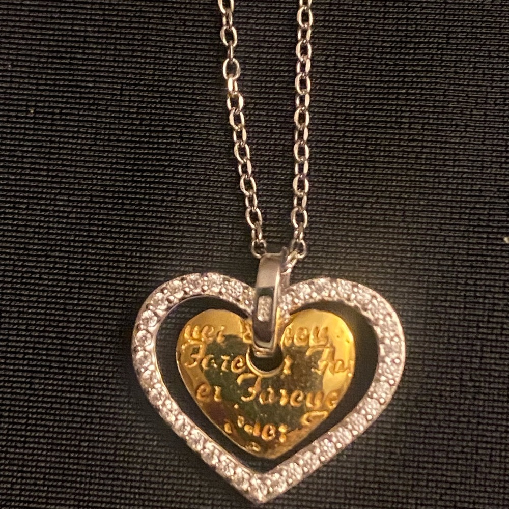 Elegant Gold and Silver Heart Pendant Necklace